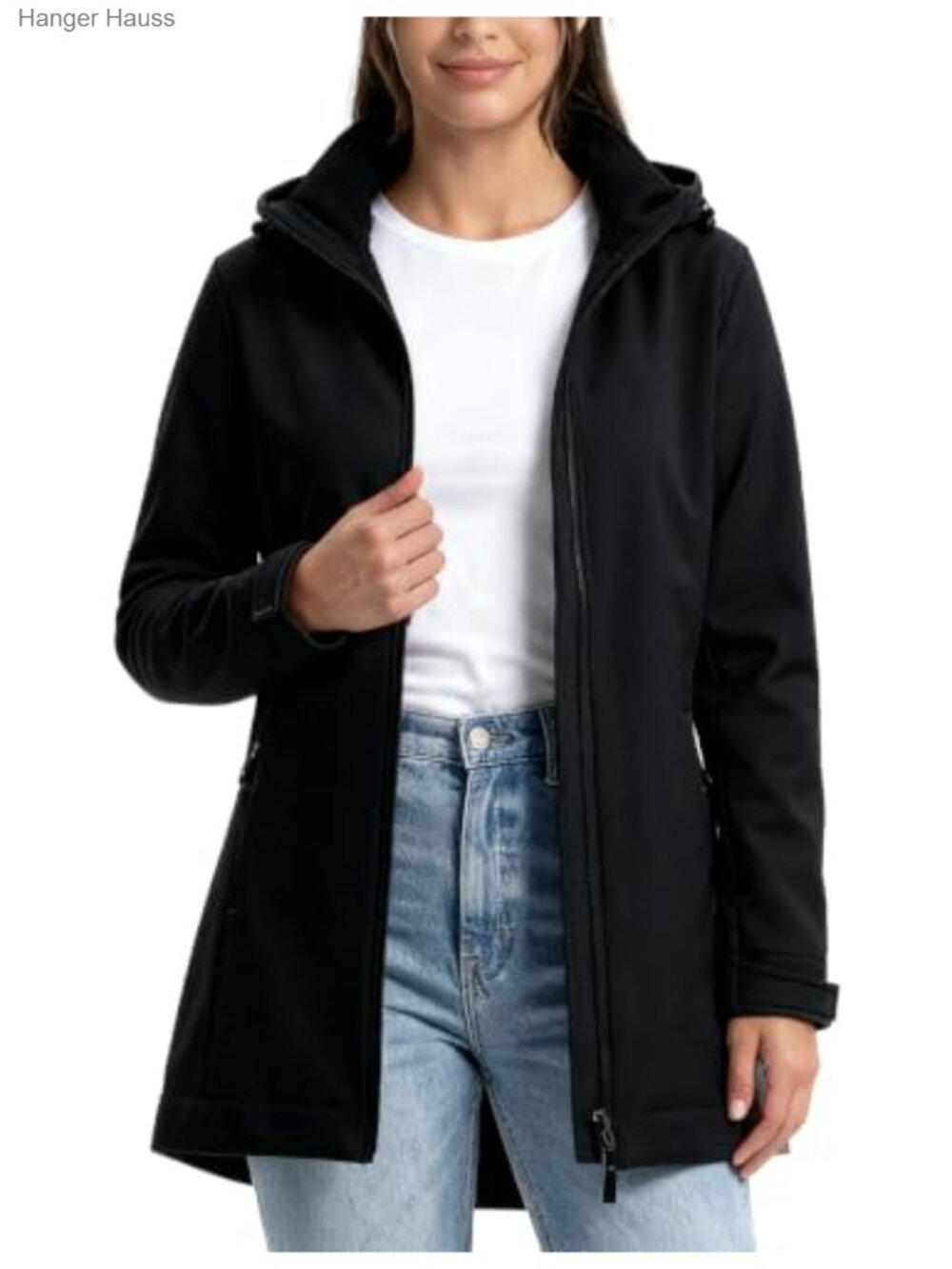 Women's Softshell Jacket Hooded Fleece Lined Waterproof Raincoat